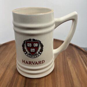 Vintage Harvard University Crimson VE RI TAS Off-White Gold W. C. Bunting Co Mug
